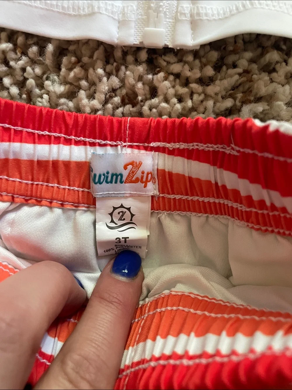 SwimZip Kids White & Teal Rash Guard with Rainbow Stripe Swim Trunks